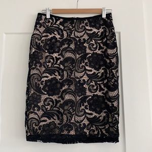 NWOT H+M Black Lace Overlay Pencil Skirt